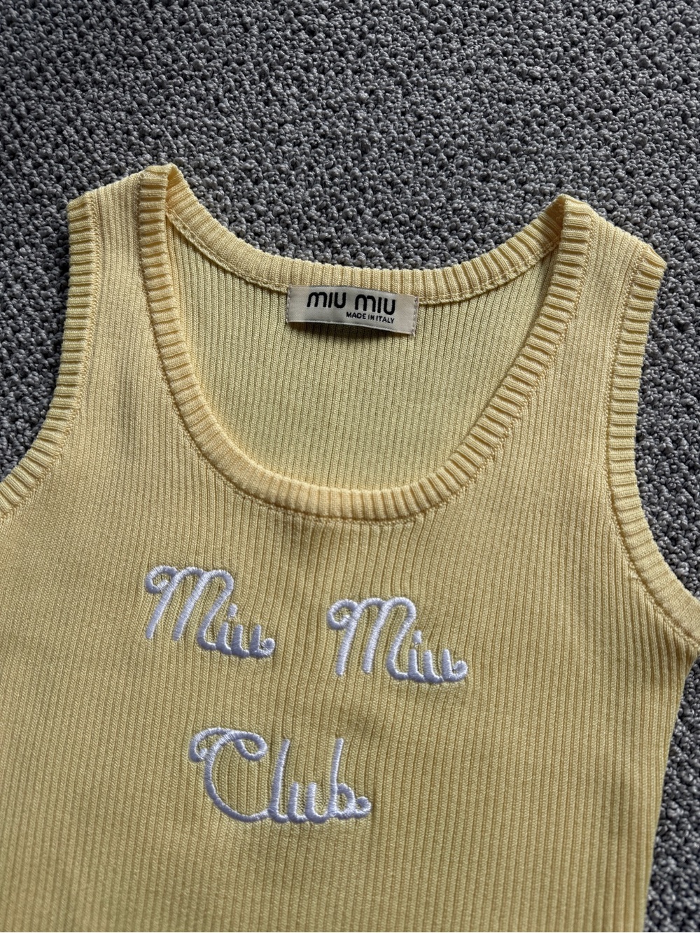 Miu Miu Yellow Ribbed Tank Top - Picture 2 of 2